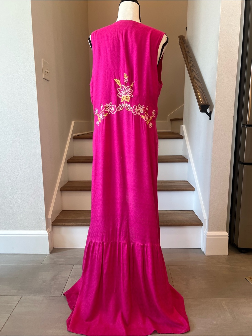 Bright Pink Embroidered Tie-Front Swim Coverup - Picture 3 of 6